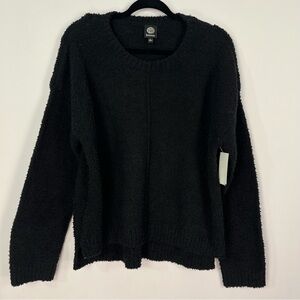 Bobeau Black Fuzzy Crewneck sweater sz Large NWT ⚠️